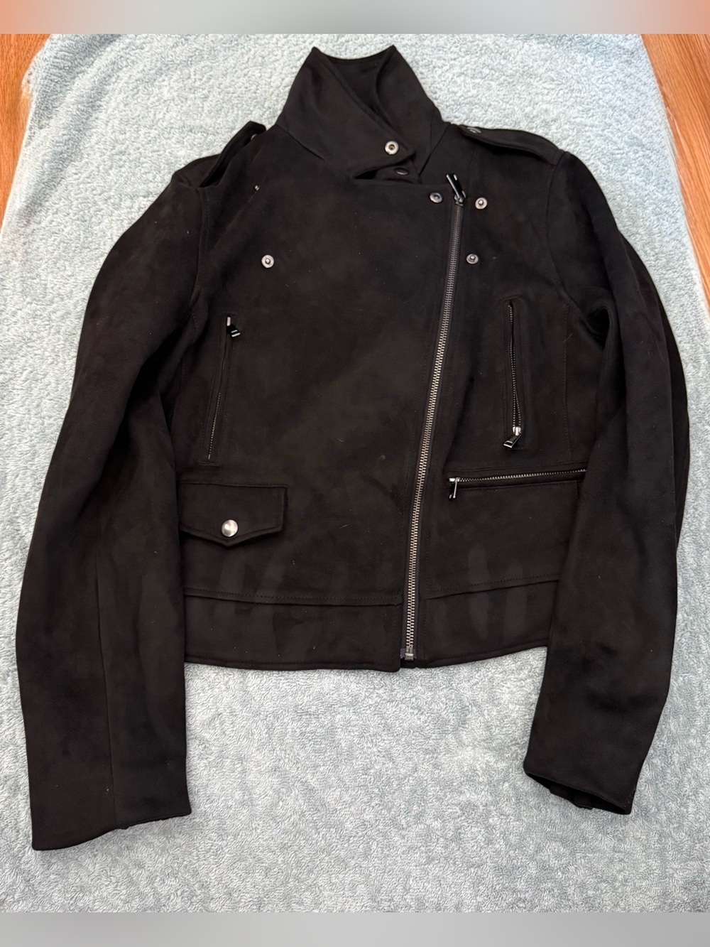 Banana Republic Black Faux Suede Leather Moto Jacket Size M